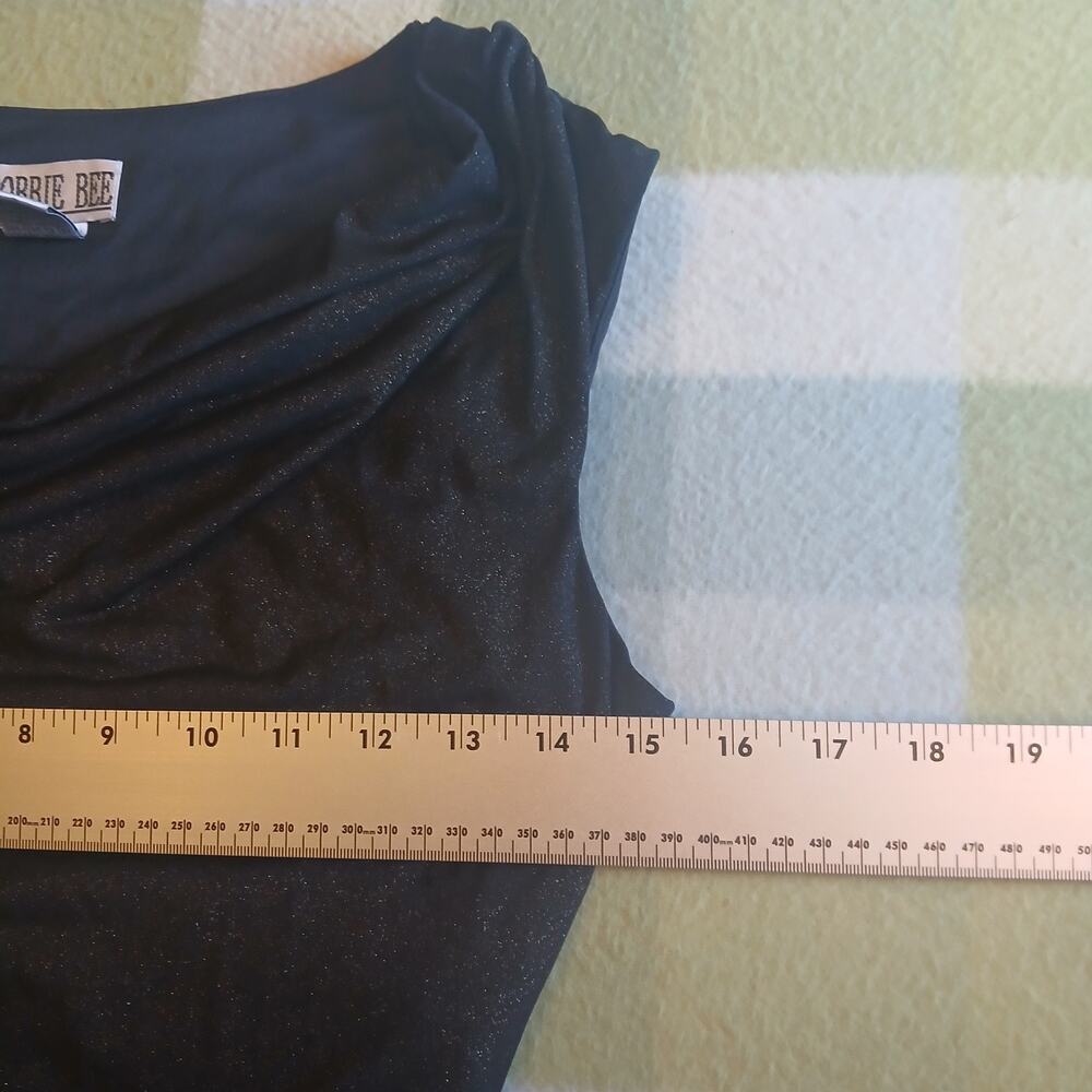 Robbie Bee Dress Women’s Sz M Black Glittery Gold Liquid Flowy Sleeveless Lined - Picture 6 of 8
